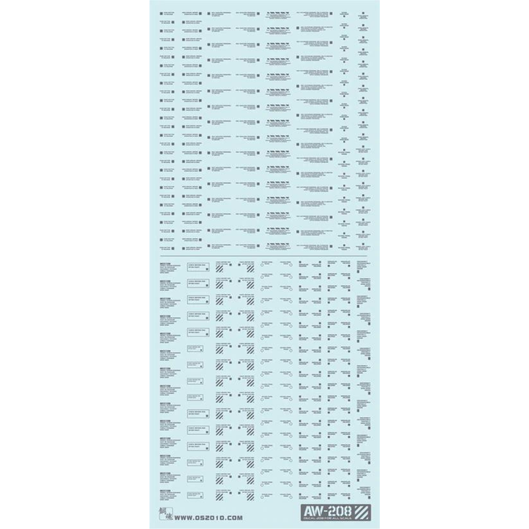 System Markings (Dark Grey) Waterslide Decals AW-208