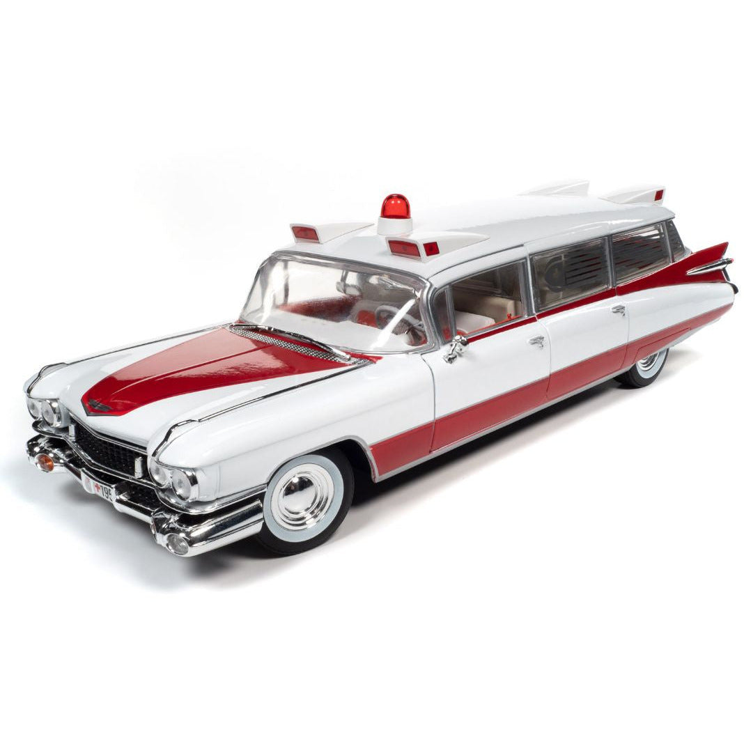 Auto World 1959 Cadillac Eldorado Ambulance - White & Red 1/18