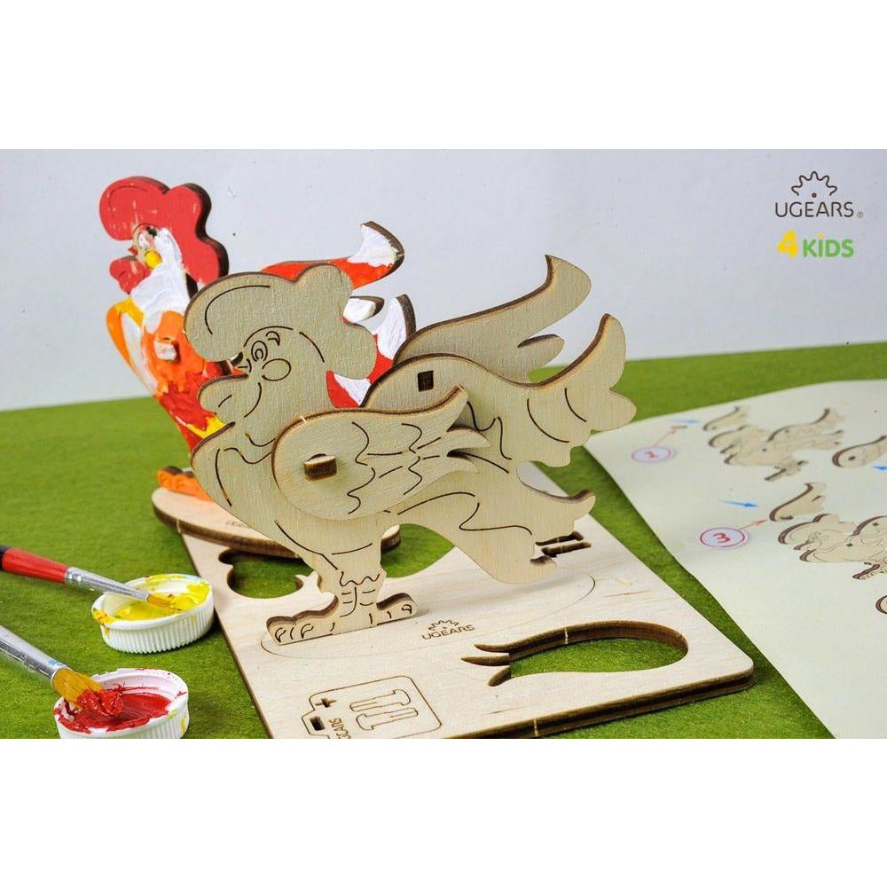 3-D Coloring Puzzel Rooster by Ugears