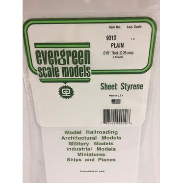 Evergreen #9010 Styrene Sheets: Plain 3 pack 0.010" (0.25mm) x 6" x 12"