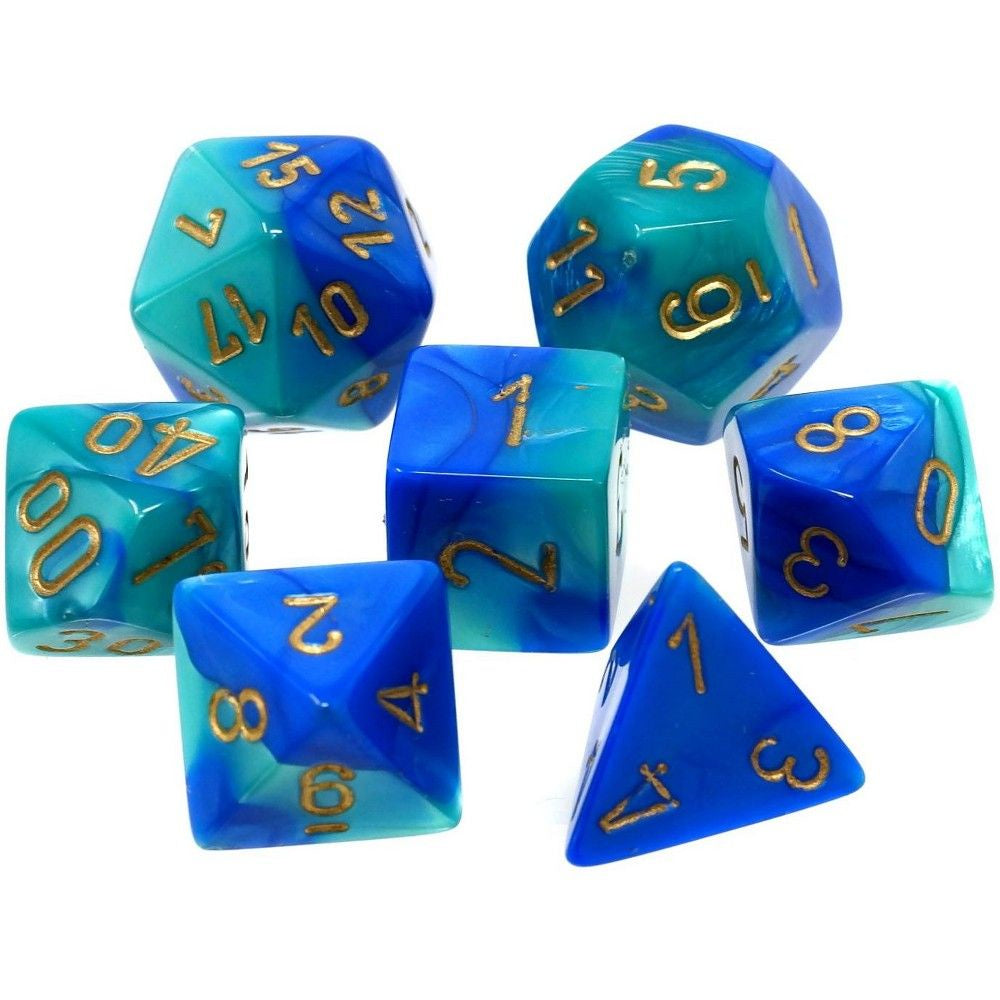 Chessex Gemini 7-Die Set Blue-Teal/Gold CHX26459