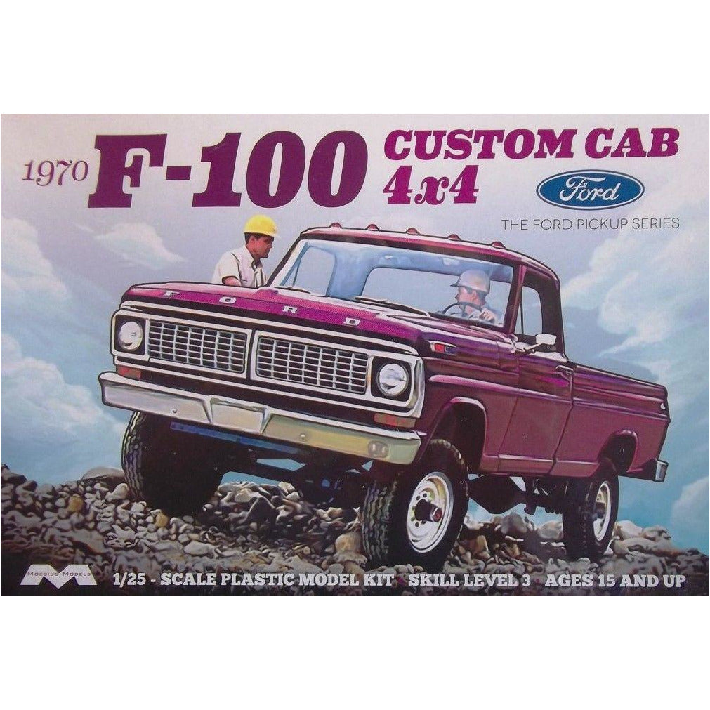 1970 Ford F-100 Custom Cab 4x4 1/25 Model Truck Kit #1230 by Moebius