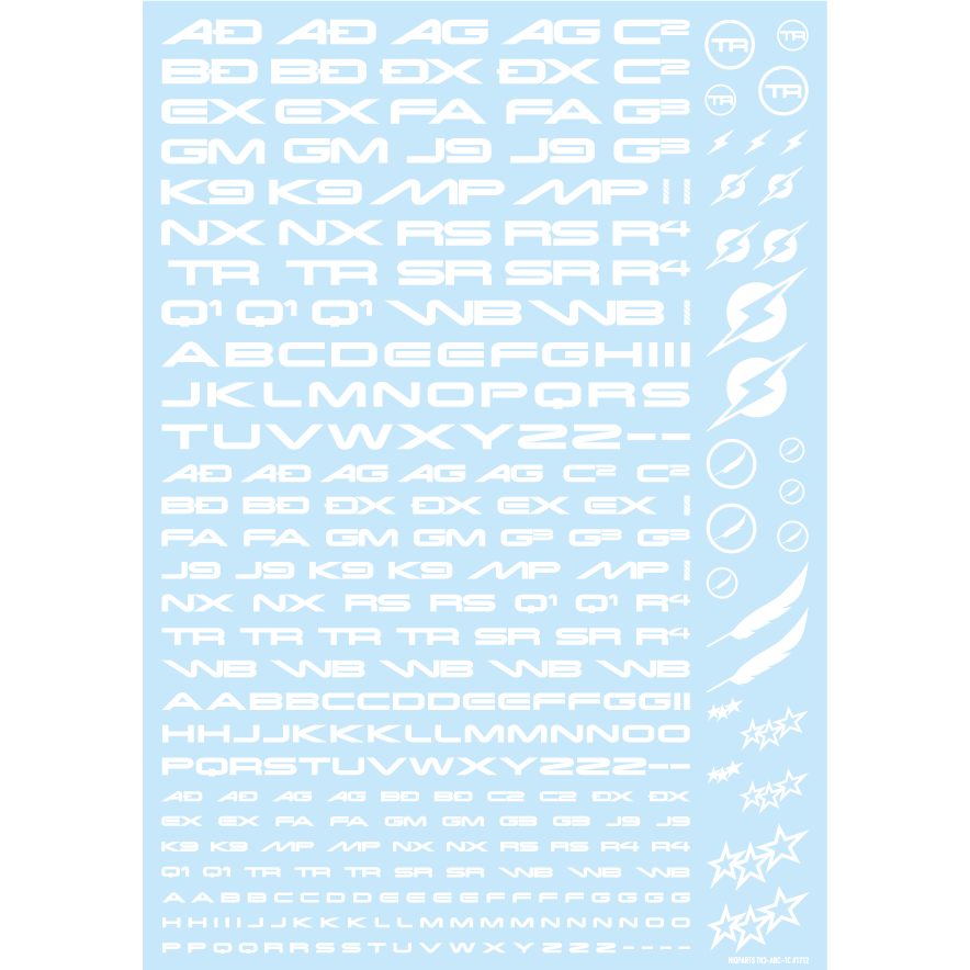 HiQ Parts TR Decal 3 Alphabet White (1pc)