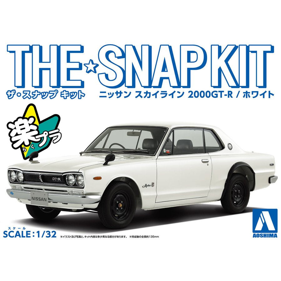 The Snap Kit Nissan Skyline 2000GT-R (White) 1/32 Model Car Kit #58848 by Aoshima