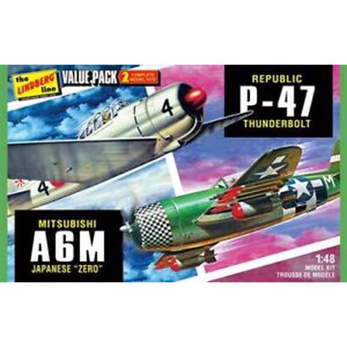 WWII 2pk P-47 & Zero 1/48 #507 by Lindberg