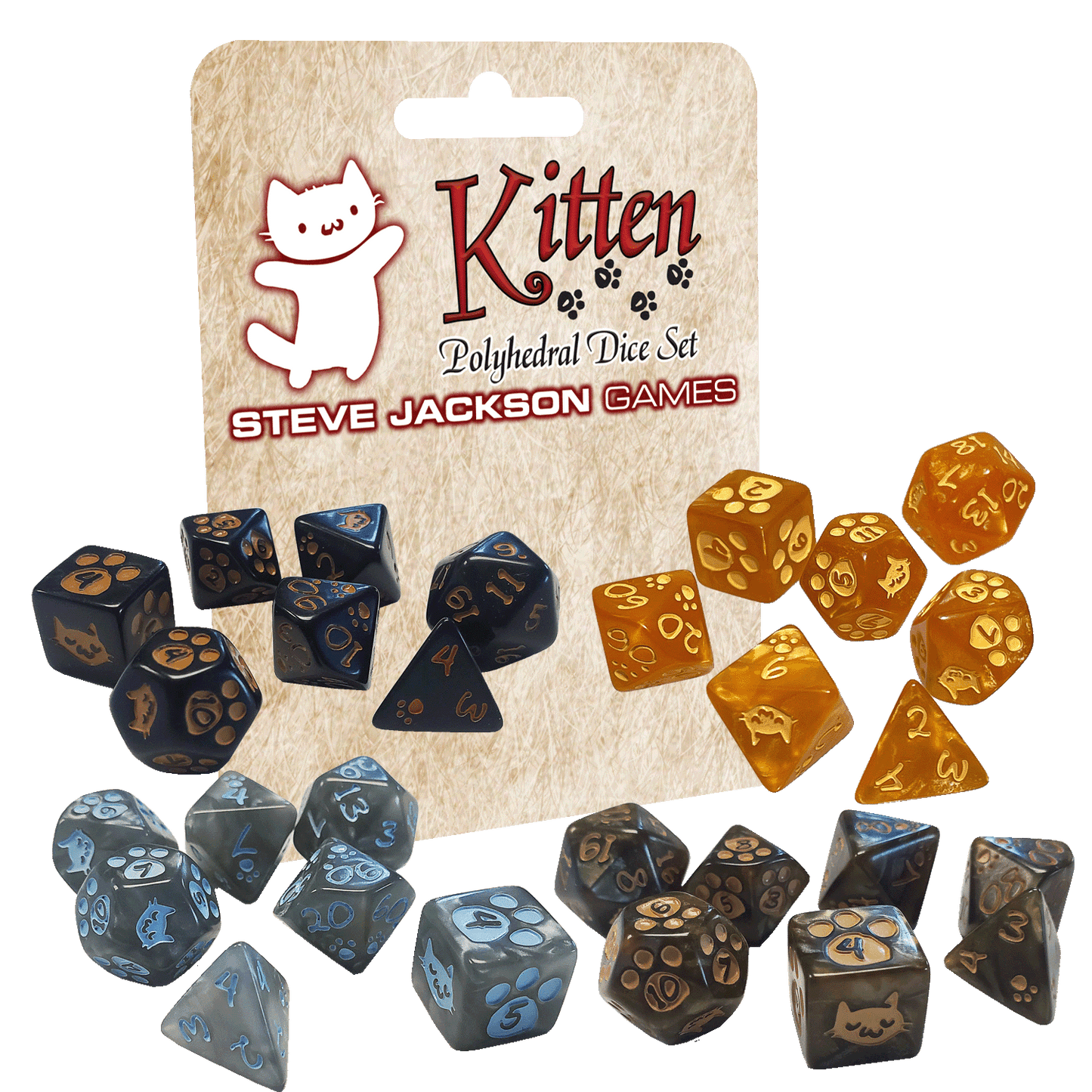 Kitten Dice Set - Assorted Colours