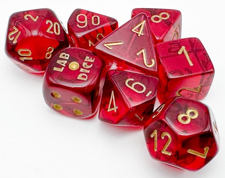 Chessex Translucent 7-Die Set Crimson/Gold CHX30058