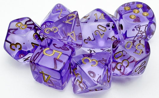 Chessex Translucent 7-Die Set Lavender/Gold CHX30059