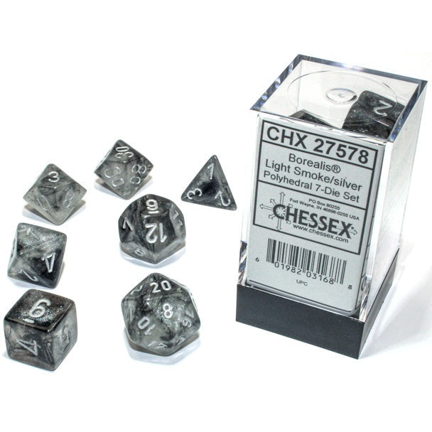 Chessex Borealis 7-Die Set Light Smoke/Silver Luminary CHX27578