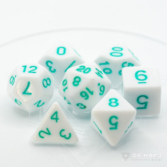 Die Hard Poly RPG Set - White With Pastel Teal