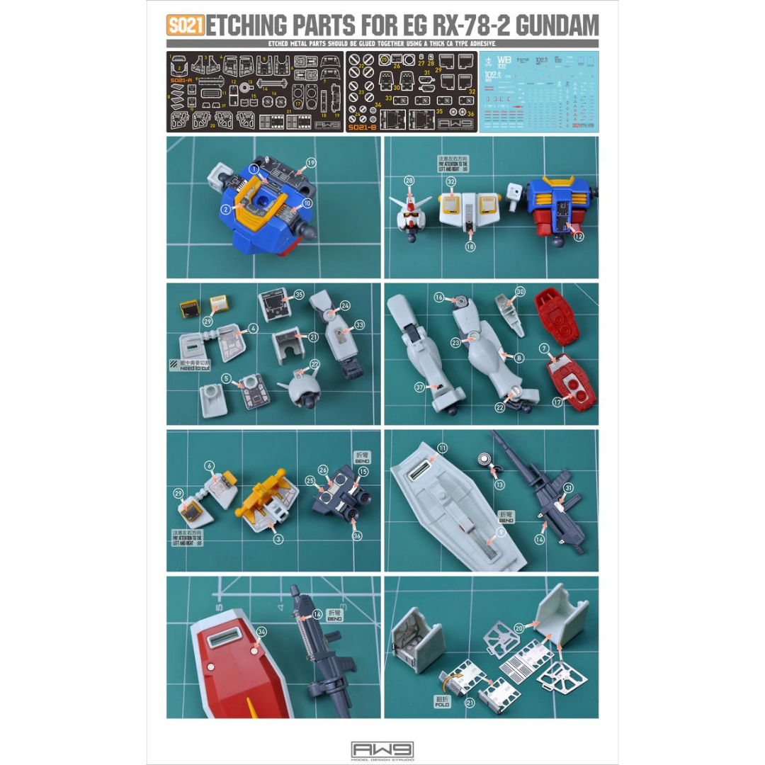 Madworks Photo-Etch Parts for EG RX78-2 GUNDAM #S21