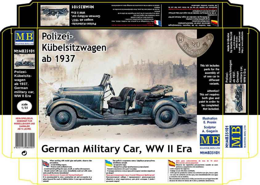 Polizei-Kübelsitzwagen ab 1937, German Military Staff Car, WW II era" 1/35 #35101 by Master Box