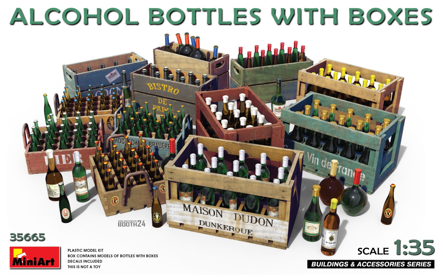 Alcohol Bottles w/Boxes 1/35 #35665 by MiniArt
