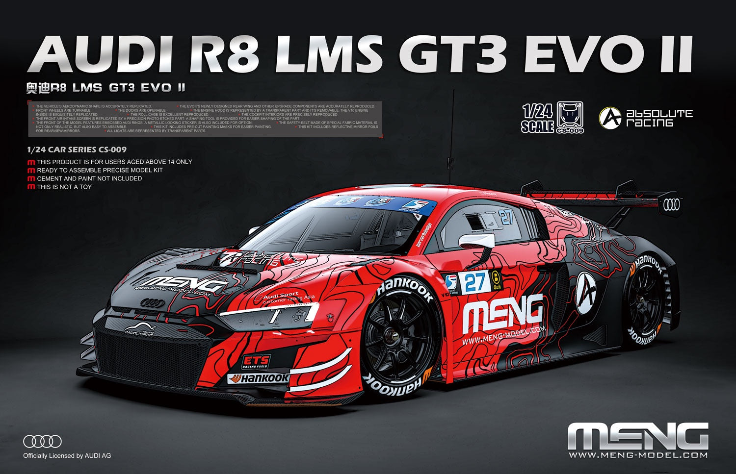 Audi R8 LMS GT3 EVO II 1/24 #CS-009 by Meng