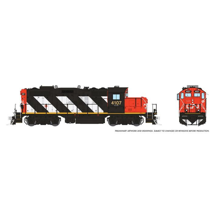 Rapido HO GP9RM (DC/DCC/Sound): CN - Stripes: #4107