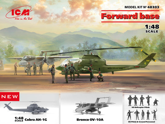 Forward base Cobra AH-1G + Bronco OV-10A with US Pilots & Ground Personnel and US Helicopter Pilots 1/48 #48303 by ICM