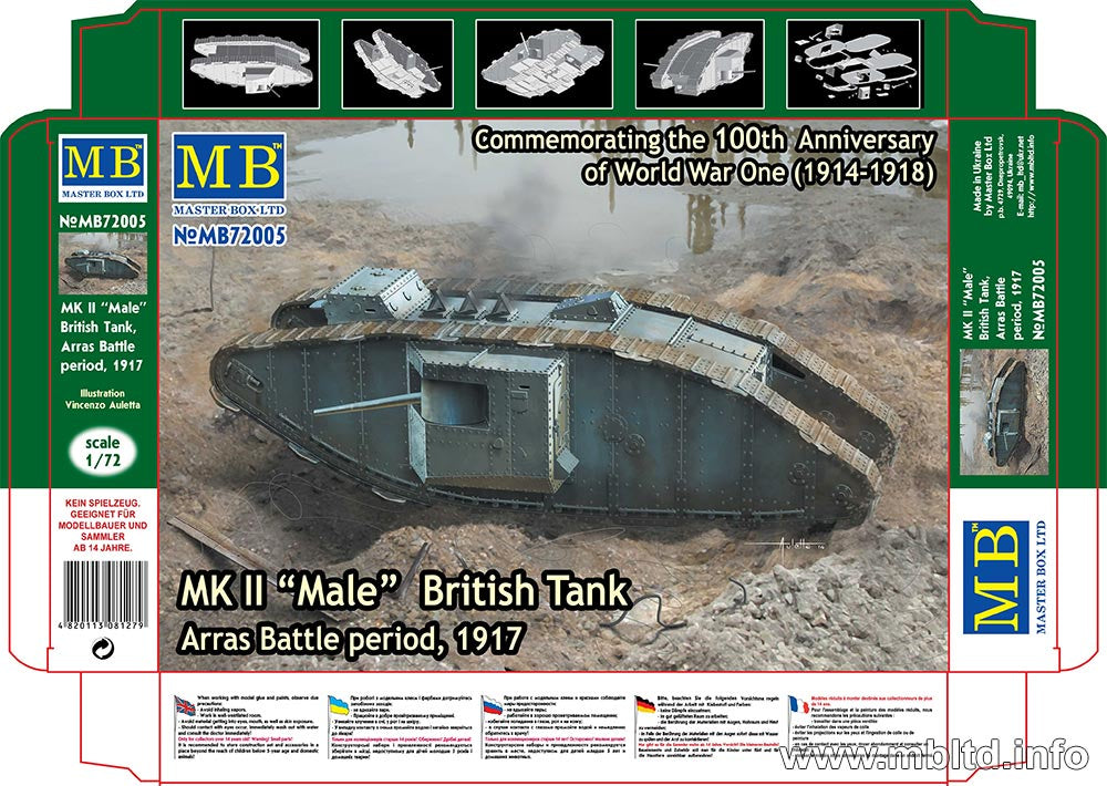 Mk.II 'Male' British Tank, Arras Battle period, 1917 1/72 #72005 by Master Box