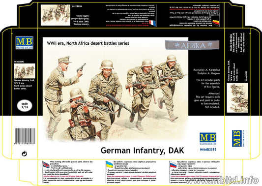 German Infantry, DAK, WWII, North Africa desert battles series, Kit N 3 1/35 #3593 by Master Box