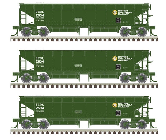 Atlas 20006798 Master HO 70 Ton Hart Ballast Hopper, BC Rail #2504 3-Pack