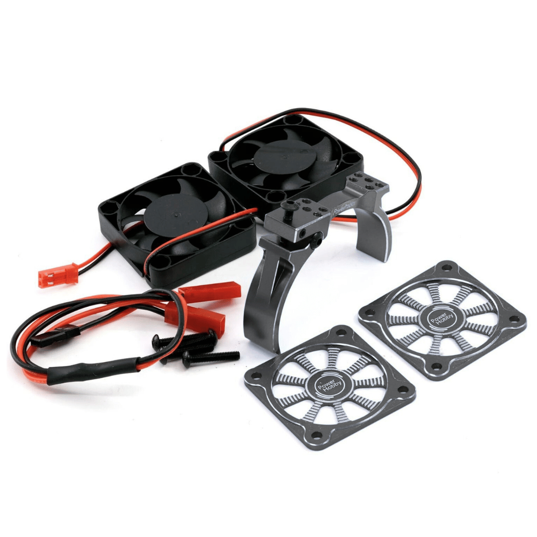 Powerhobby 1/8 Aluminum Heatsink 40mm Dual High Speed Cooling Fans with Cover - Assorted Colours PHBPH1293