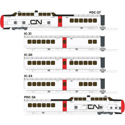 Rapido 203505 HO UAC TurboTrain (DC/DCC/Sound): CN Rail - 5-Car Set: #126-201-256-228-151