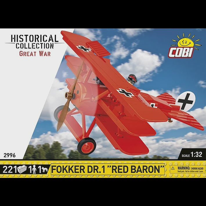 Cobi Historical Collection Great War: 2996 Fokker Dr.1 Red Baron 1/32 221 PCS