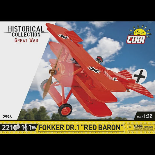 Cobi Historical Collection Great War: 2996 Fokker Dr.1 Red Baron 1/32 221 PCS