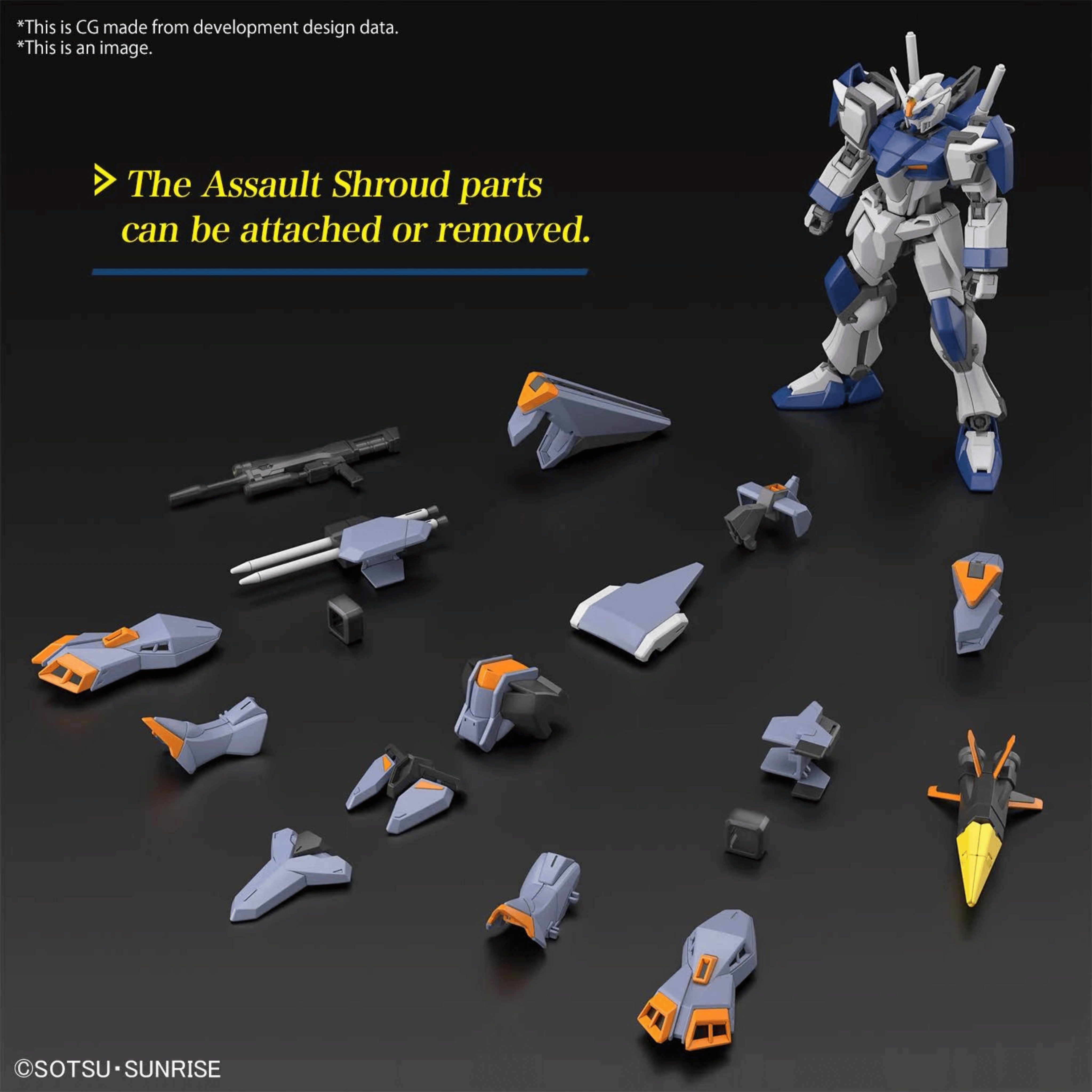 The HGCE Duel Blitz Gundam comes with a full set of Assault Shroud armour which fits over its frame.