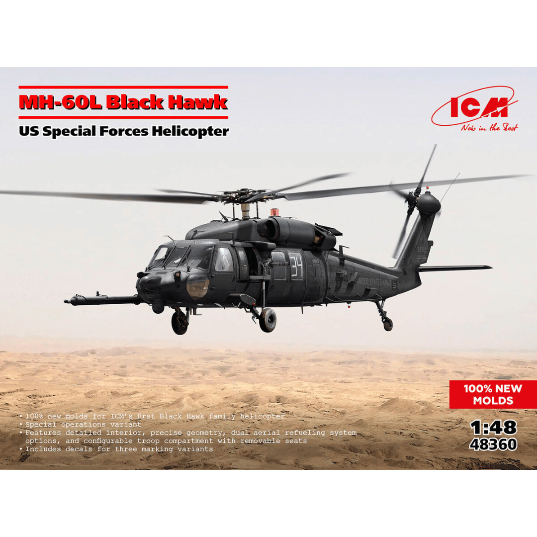 MH-60L Black Hawk, US Special Forces Helicopter 1/48 #48360 by ICM