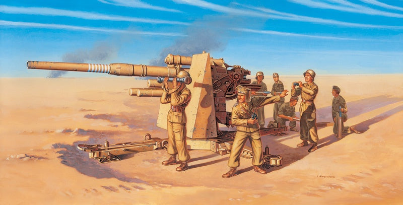 8.8cm Flak 37 AA Gun W/Servants 1/72 #7512 by Italeri