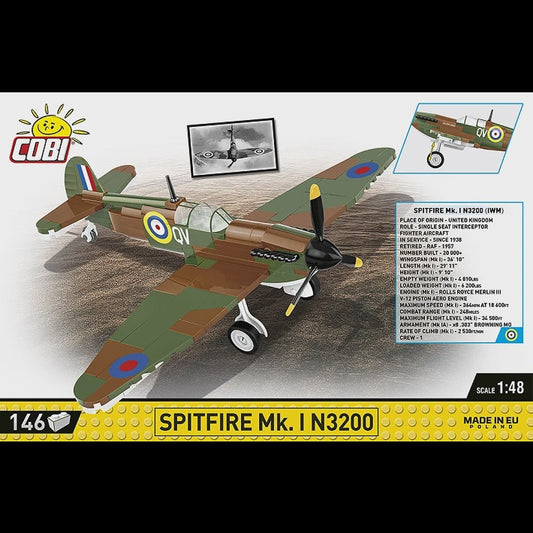 Cobi Historical Collection WWII: 5868 Spitfire Mk. I N3200 - Imperial War Museum Duxford 1/48 164 PCS