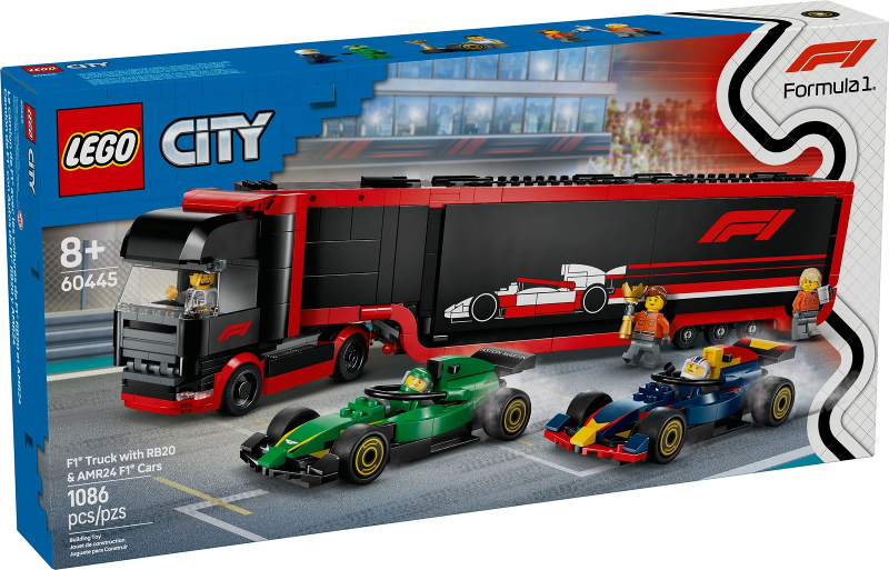 Lego City: F1 Truck with RB20 & AMR24 F1 Cars 60445