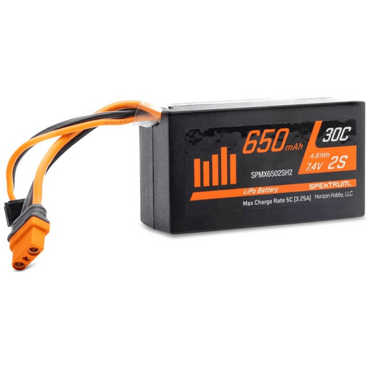 Spektrum 650mAh 2S 7.4V 30C Mini LiPo; IC2 - SPMX6502SH2