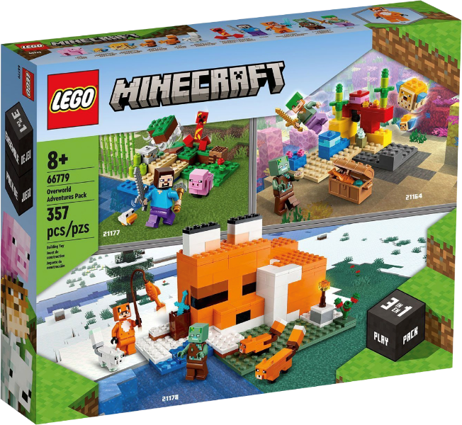 Lego Minecraft: Minecraft Bundle Pack 3 in 1 Play Pack (Sets 21164, 21177, and 21178) - Overworld Adventures Pack 66779