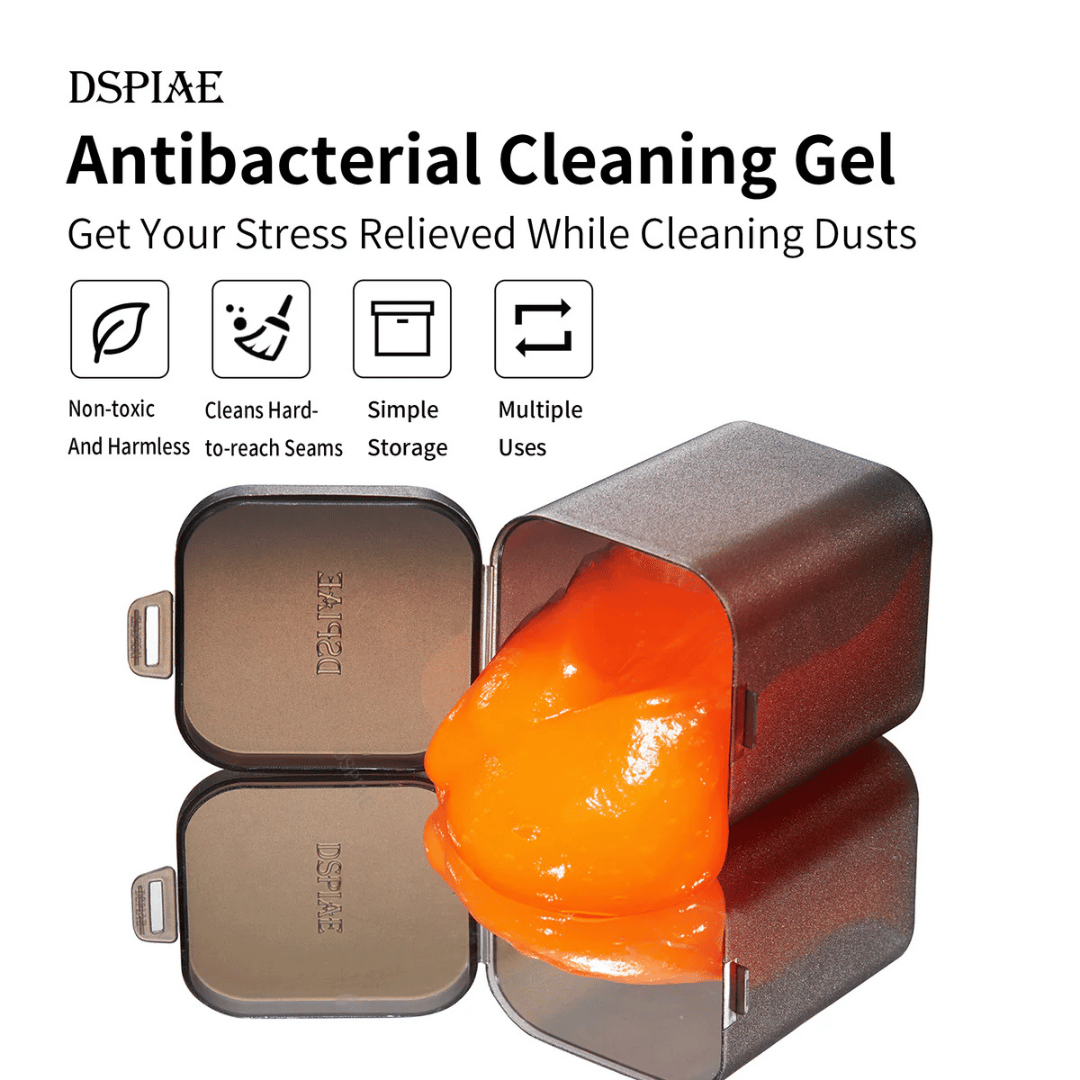 The antibacterial cleaning gel is non toxic, harmless, cleans hard to reach places and stores easily in its container.