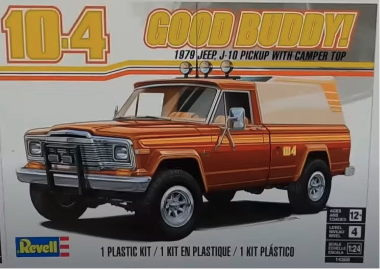 10-4 Good Buddy 1979 Jeep J-10 Pickup w/ Camper 1/25 #4568 by Revell