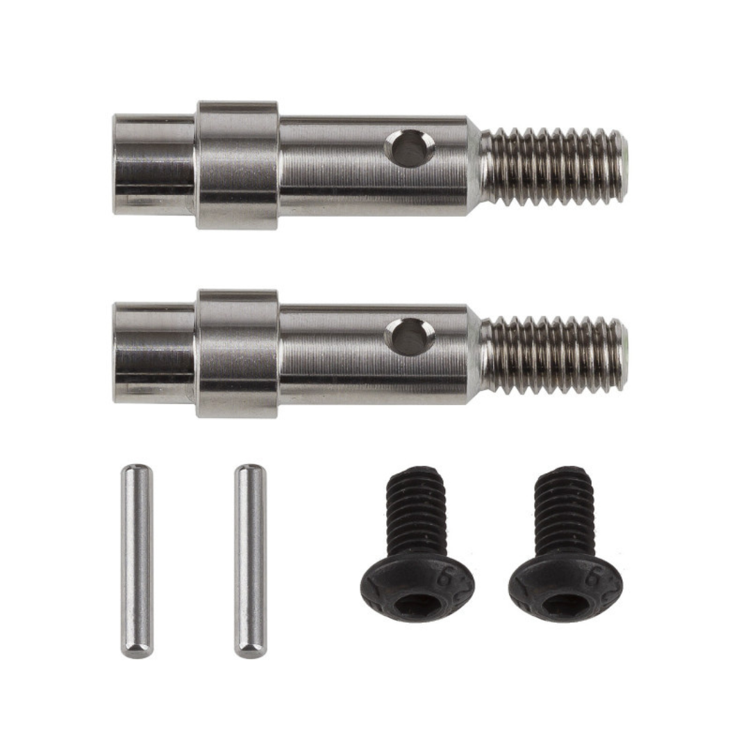 Team Associated RC10B6/RC10B7 Factory Team Titanium Hex Adapter Front Axles (2) - ASC71181