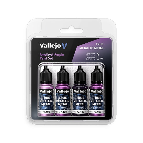 Vallejo True Metallic Amethyst Purple 4pc Colour Set - VAL77255