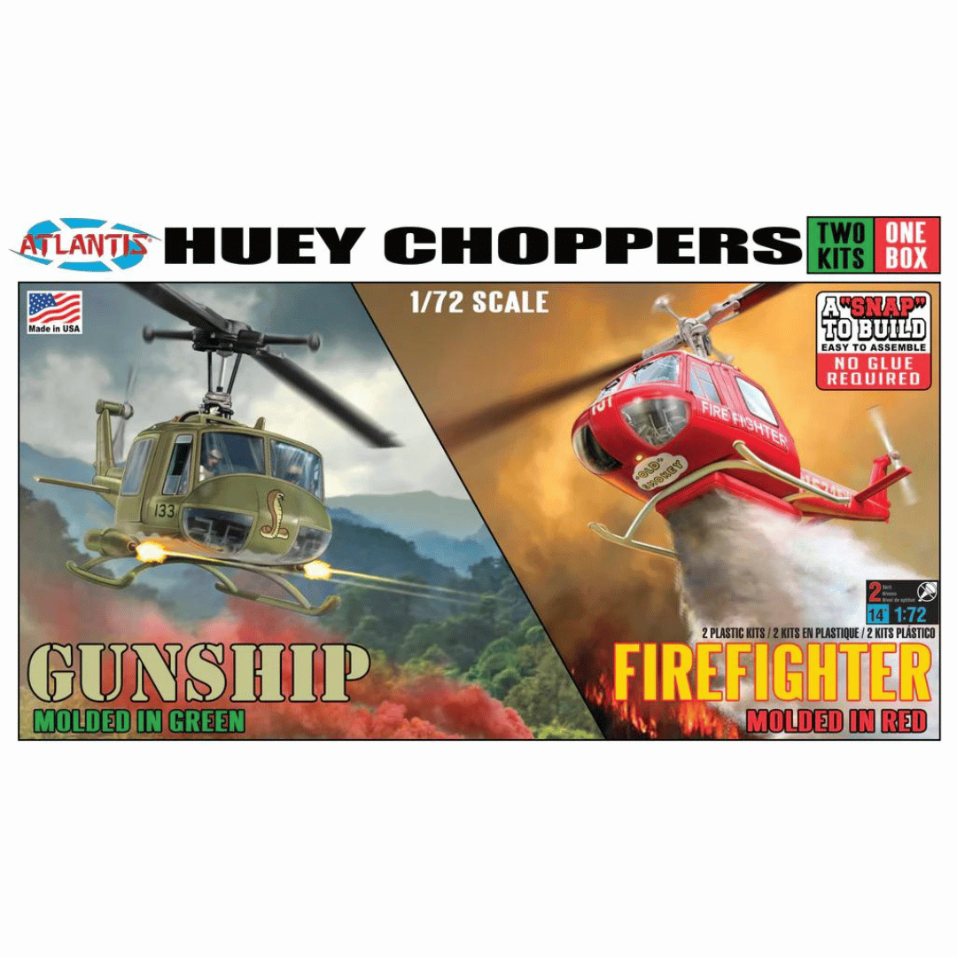 Huey Choppers Gunship/Firefighter 1/72 by Atlantis