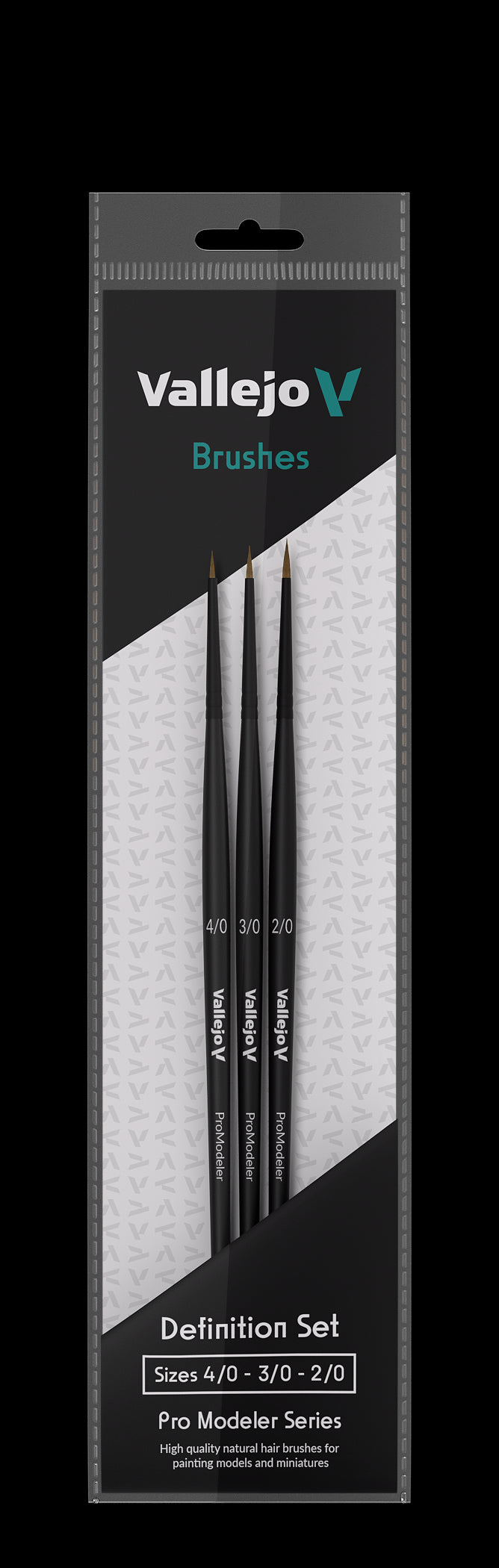 Vallejo Brush Set B01990 Definition Natural Hair 4/0 3/0 2/0 Pro Model