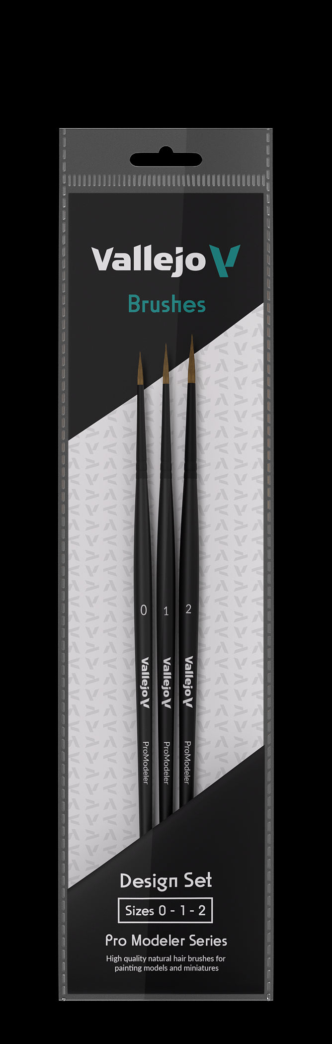 Vallejo Brush Set B01991 Design Set Natural Hair 0 1 & 2 Pro Model