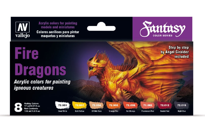 Fire Dragons 8 Color Paint Set Fantasy Pro