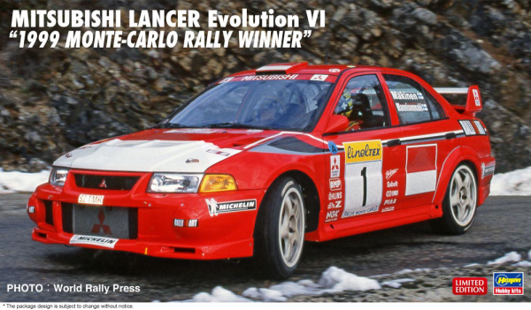 Mitsubishi Lancer Evolution VI "1999 Monte-Carlo Rally Winner" 1/24 #20666 by Hasegawa