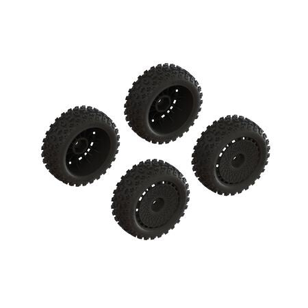 Arrma dBoots "2-HO" Pre-Mounted Tire Set (Black) (4) - ARA550114