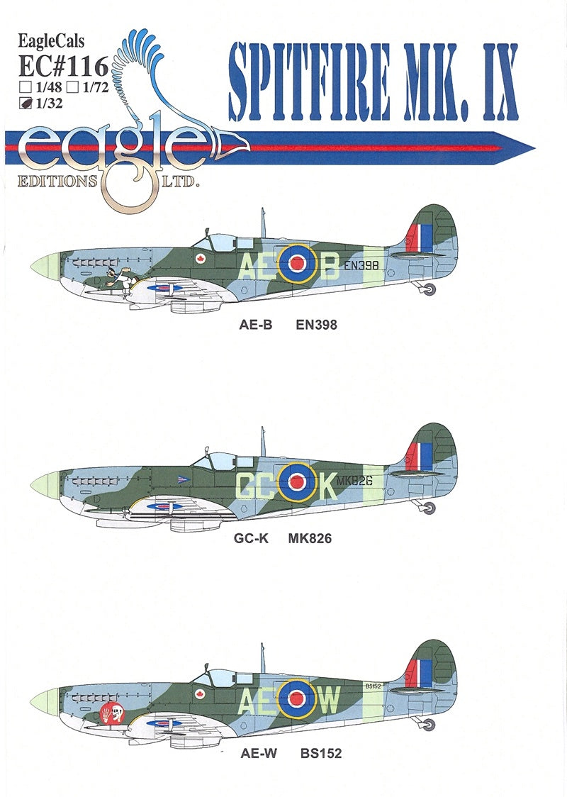 Eagle Editions Decal Set 1/32 Spitfire Mk. IX Part 3 EC116-32