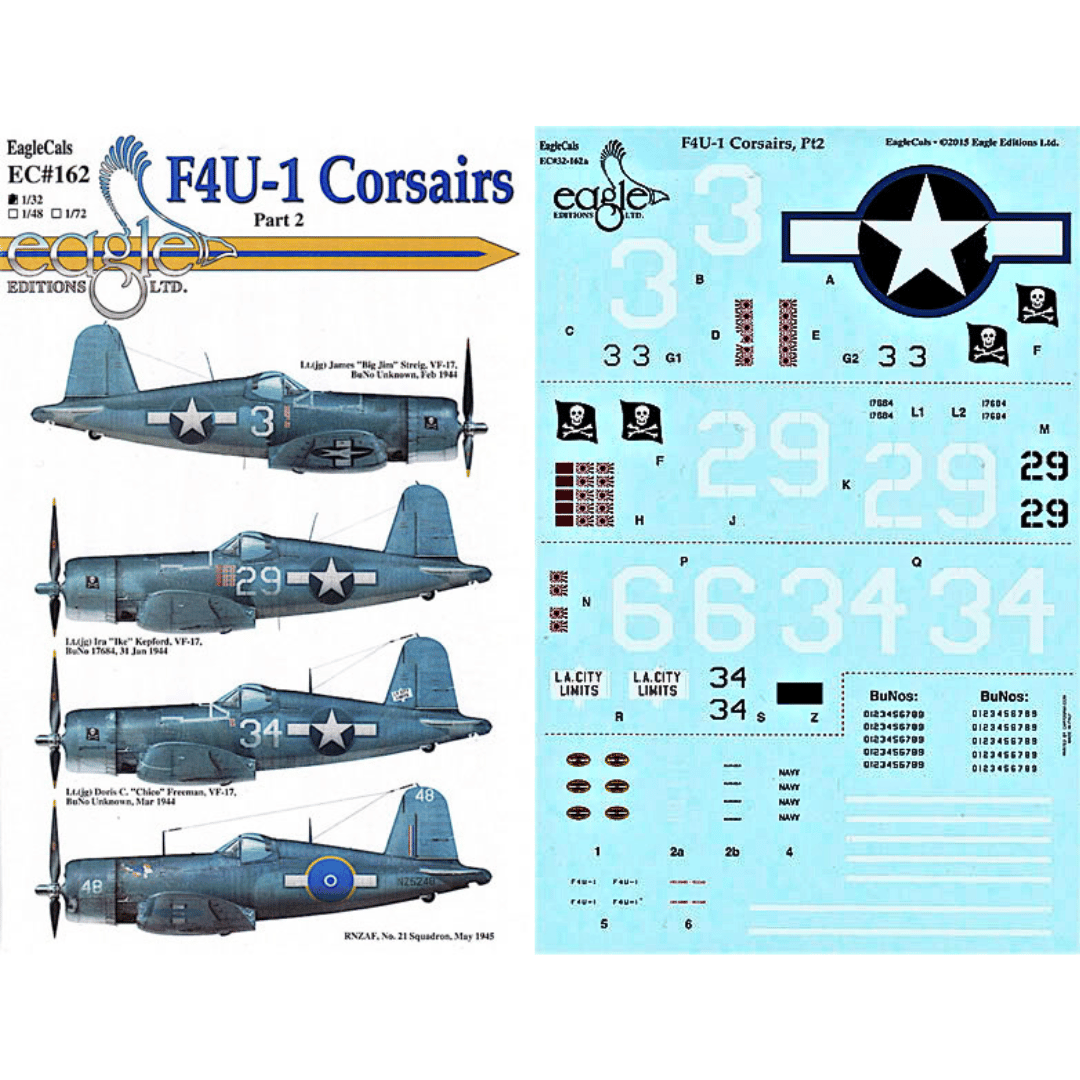 Eagle Editions Decal Set 1/32 F4U1 Corsairs - EC162-32