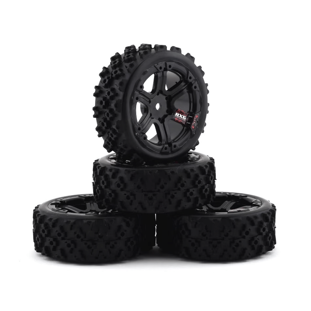 Firebrand RC SnakeEye RXG3 Gymkhana Pre-Mounted Rally Tires (4) (Black) w/.50 Cal Tires, 12mm Hex & 3mm Offset - FBR1SBKEYE744