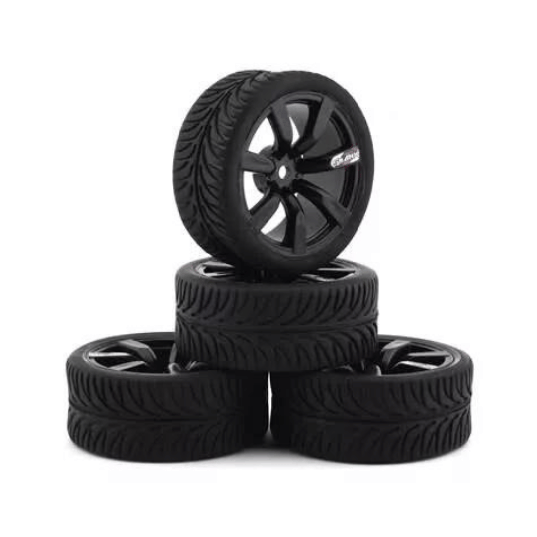 Firebrand RC Shanx RT3 Pre-Mounted On-Road Tires (4) (Black) w/Mako Tires, 12mm Hex & 3mm Offset - FBR1SHANXX467