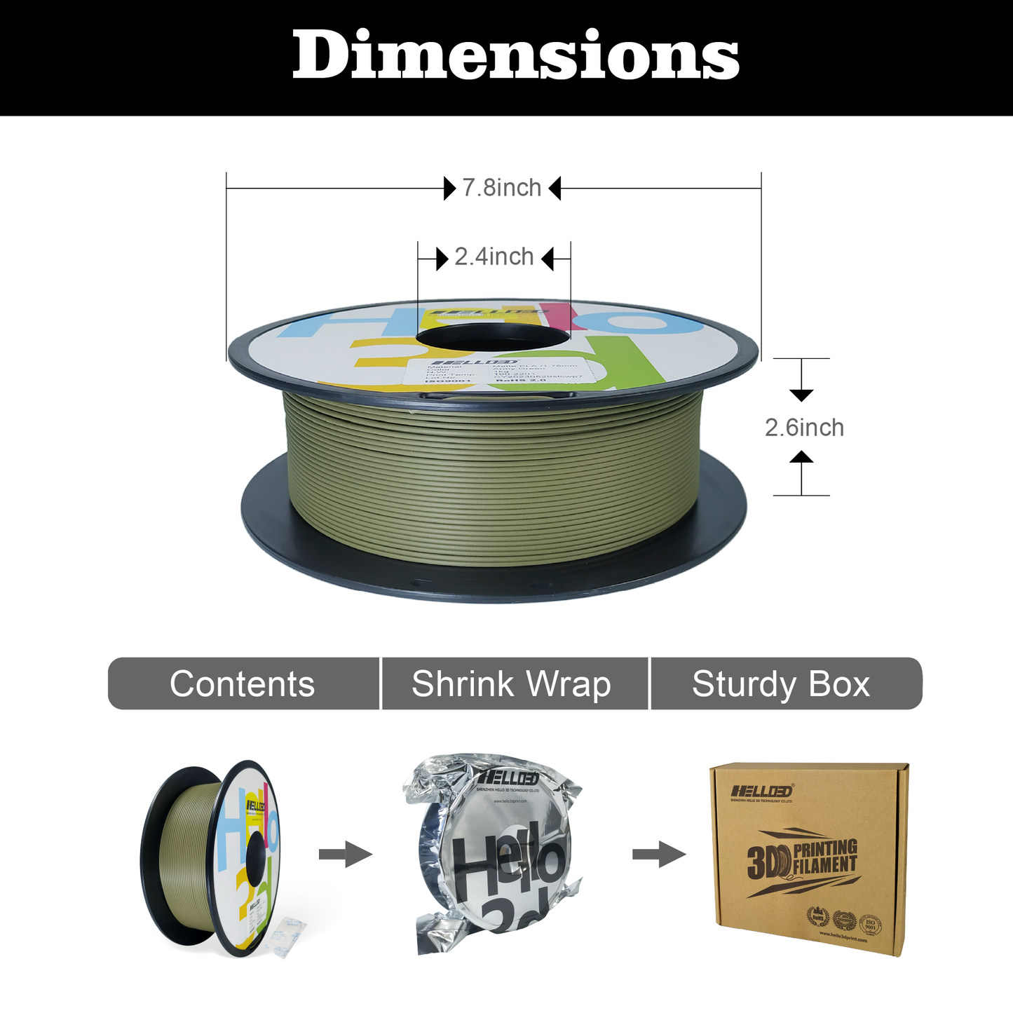 Hello3D Matte Army Green PLA 1kg