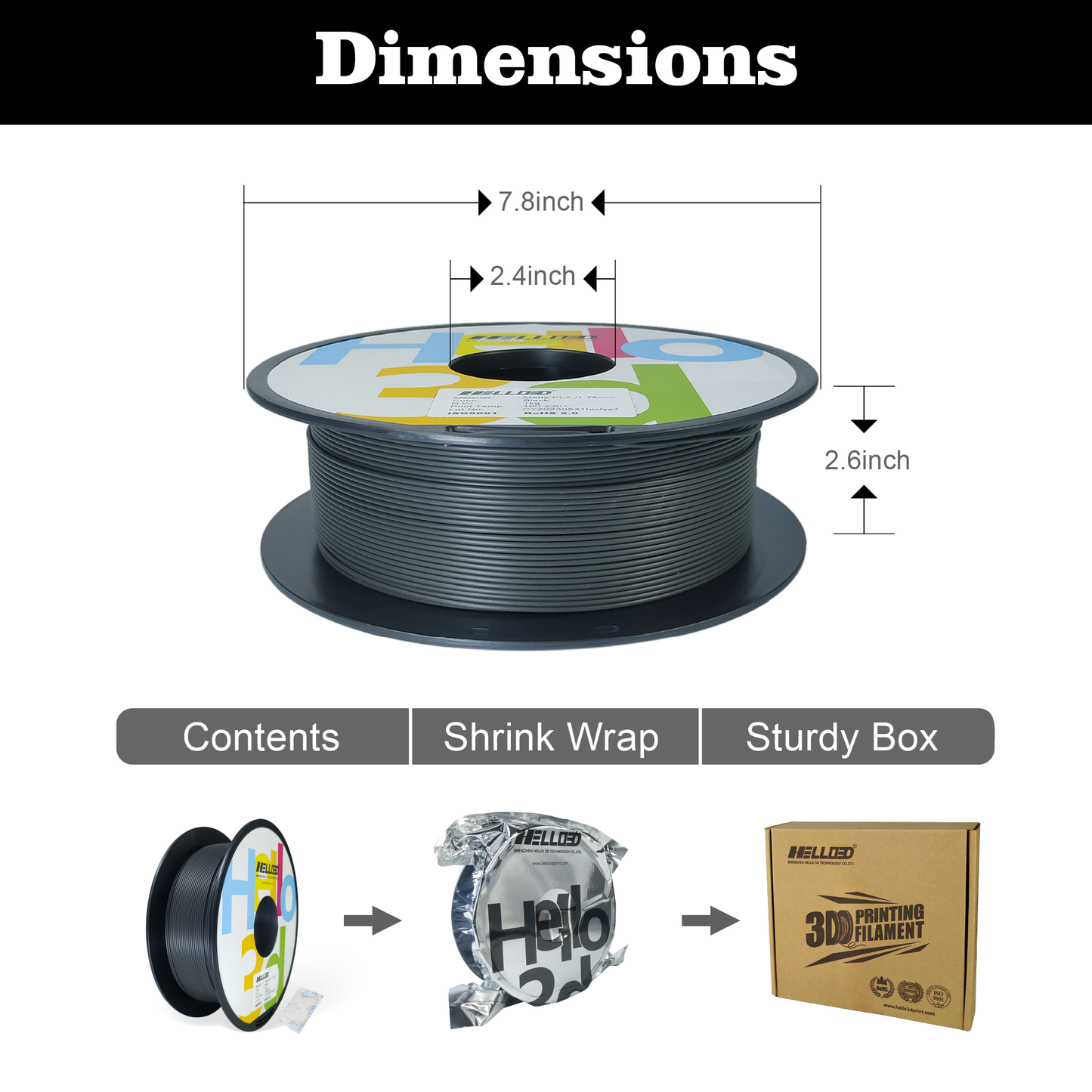 Hello3D Matte Black PLA 1kg
